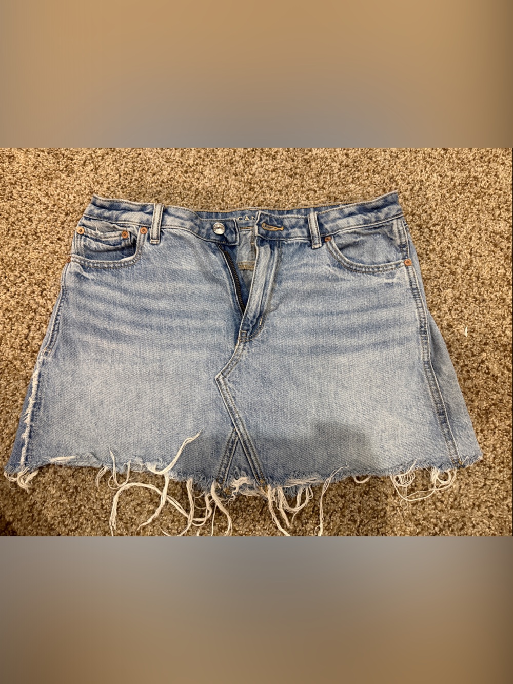 American Eagle Outfitters Light Blue Distressed Denim Skirt